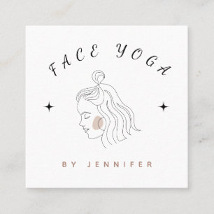 Face Yoga Instructor Pretty Girl Line Silhouette Square Business Card