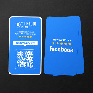 Facebook Business Review 5 Star Scannable QR Code Card