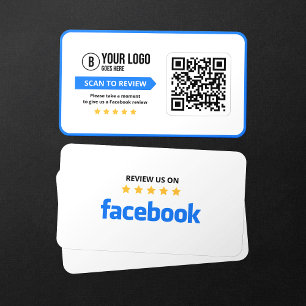 Facebook Business Review 5 Star Scannable QR Code Card