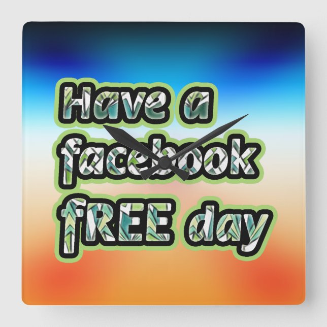 Facebook Free Day Square Wall Clock (Front)