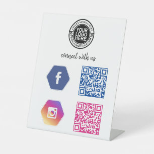 Facebook Instagram Social Media Connect with us Pedestal Sign