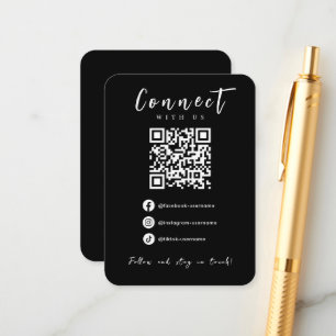 Facebook Instagram Tiktok Modern Black QR Code Enclosure Card