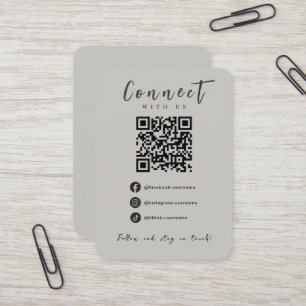 Facebook Instagram Tiktok Modern Soft Grey QR Code Business Card