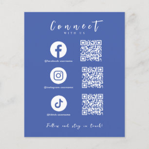 Facebook Instagram Tiktok QR Code Modern Blue Flyer