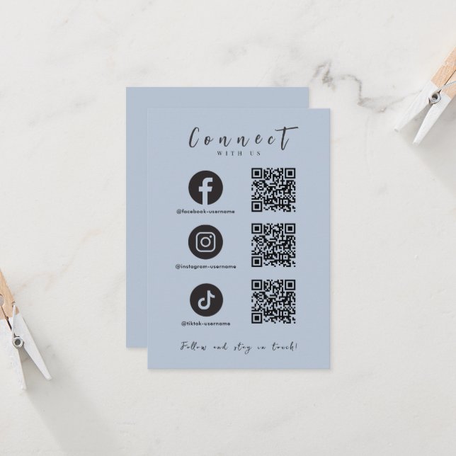 Facebook Instagram Tiktok QR Code Modern Navy Invitation (Front/Back In Situ)