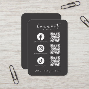 Facebook Instagram Tiktok QR Code Soft Black Business Card