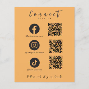 Facebook Instagram Tiktok QR Code Trendy Orange Flyer