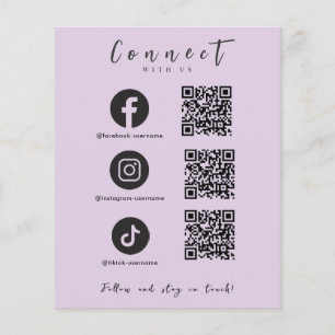 Facebook Instagram Tiktok QR Code Trendy Purple Flyer