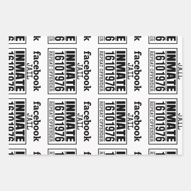 Facebook Jail Inmate Repeat Offender Wrapping Paper Sheet (Front)