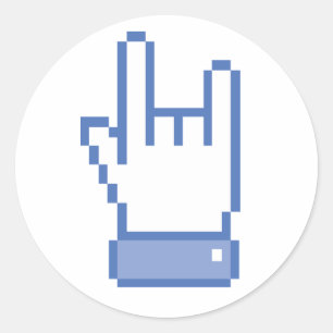 facebook like ROCK peace hand sign pixel graphic Classic Round Sticker