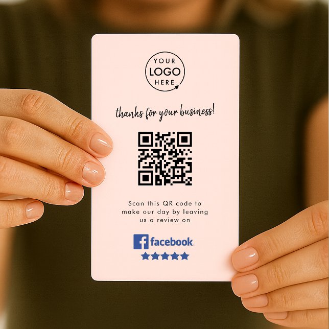 Facebook Review | Business Reviews Pink QR Code Business Card (Creator Uploaded)