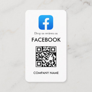 Facebook Review QR Minimal White Business Style Card