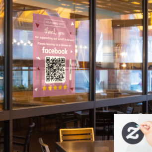 Facebook Review Request Card with Logo and QR Code
