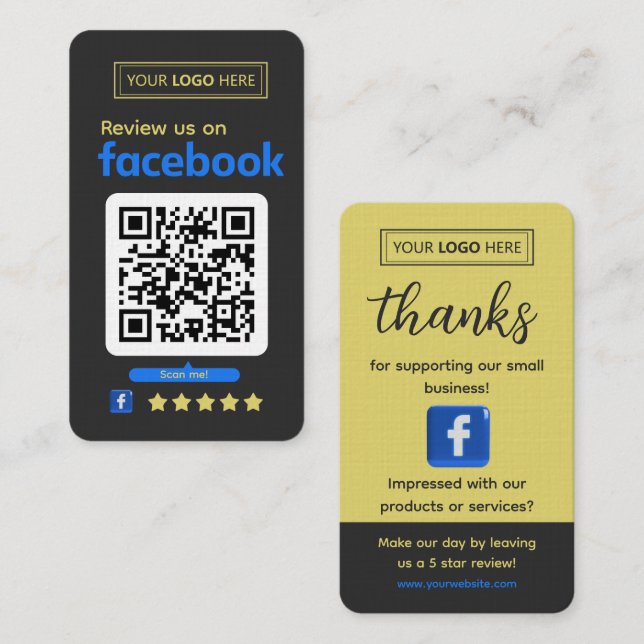Facebook Review Request Charcoal Slate Business Card (Front/Back)