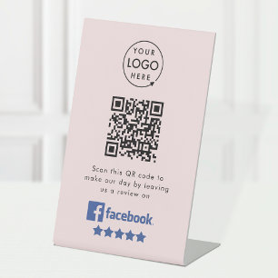 Facebook Review Request   QR Code Pink Business Pedestal Sign