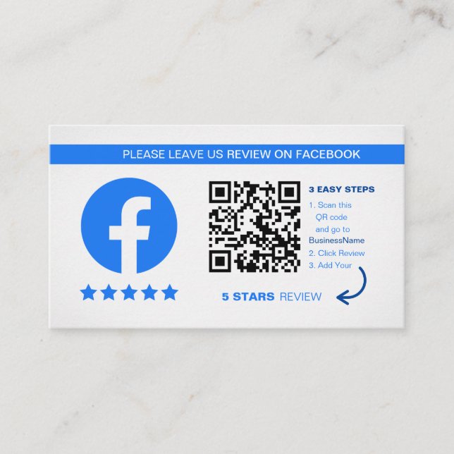 Facebook Reviews | Business QR Code Thank You Business Card (Front)