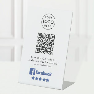 Facebook Reviews   Business Review Link QR Code Pedestal Sign