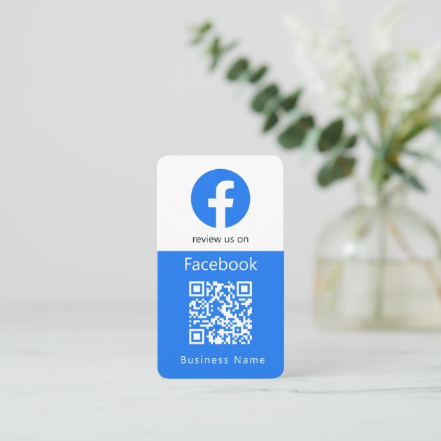 Facebook Reviews | Business Review Us QR Code Business Card (Standing Front)