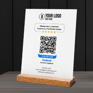 Facebook Reviews QR Code Rate My Business 5 Star Acrylic Sign
