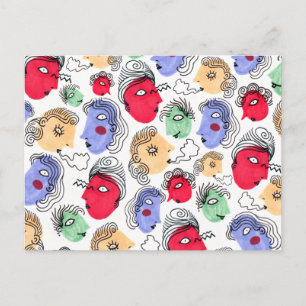 Facehead Pattern Postcard