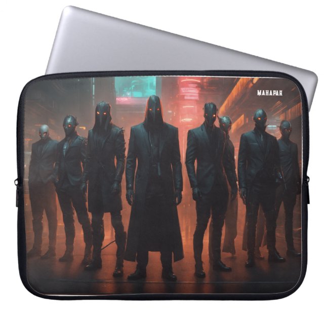 "Faceless Assembly: The Suited Horrors Collective" Laptop Sleeve (Front)