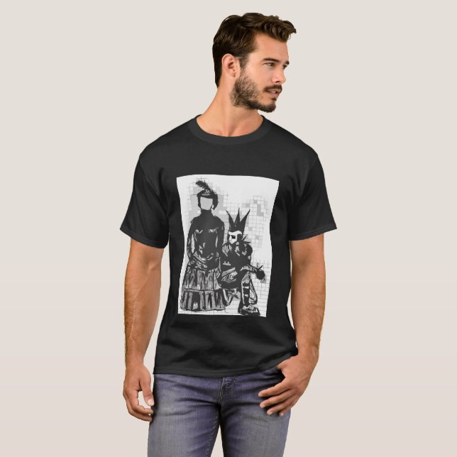 Faceless Goth Woman and Punk Goth Guy Black Shirt (Front Full)