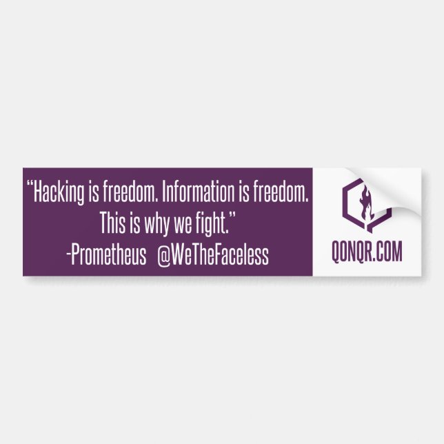 Faceless Hacking is Freedom Bumper Sticker (Front)