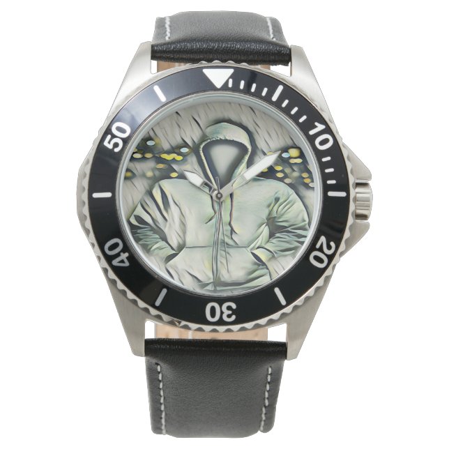 Faceless man with hoodie watch (Front)