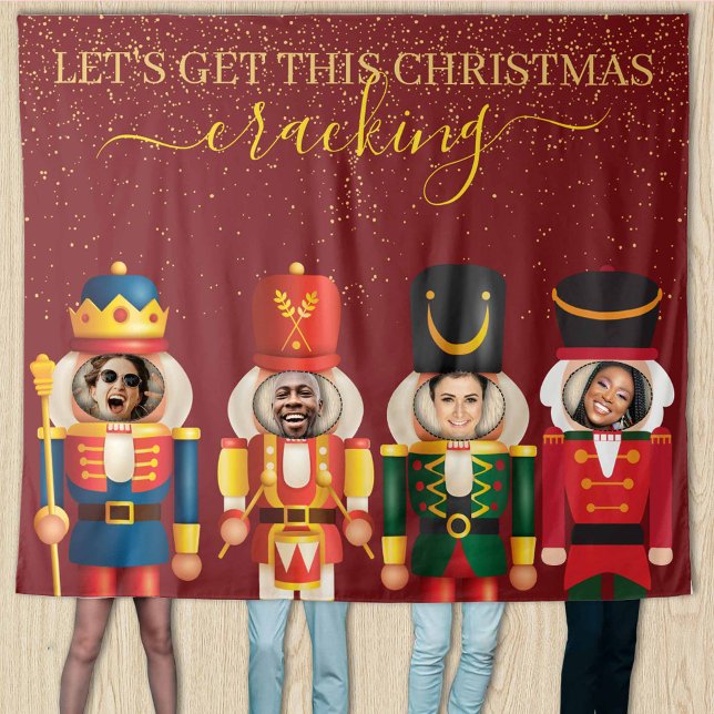 Faceless Nutcracker Red Christmas Photo Backdrop Tapestry (Creator Uploaded)