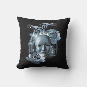 Faceless - Techno-Goth Streetwear Design Cushion