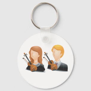 Faceless Violin Players Duo Musician Couple Key Ring