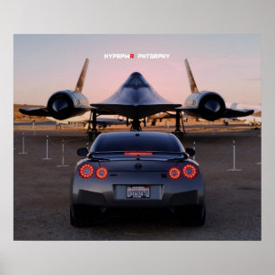 "Faceoff" Nissan GT-R Taking on a SR-71 Poster