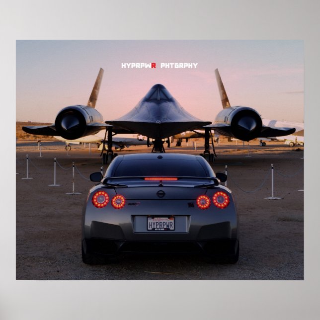 "Faceoff" Nissan GT-R Taking on a SR-71 Poster (Front)