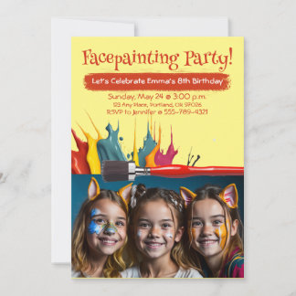 Facepainting Girl's Birthday Party Invitation