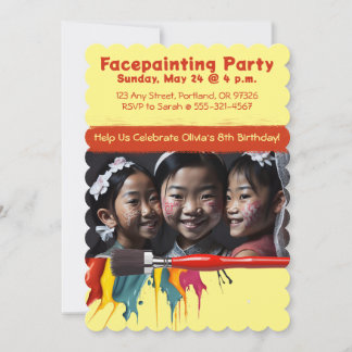 Facepainting Girl's Birthday Party Invitation