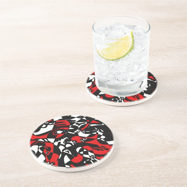 "Faces" Abstract Art Coaster (Side)