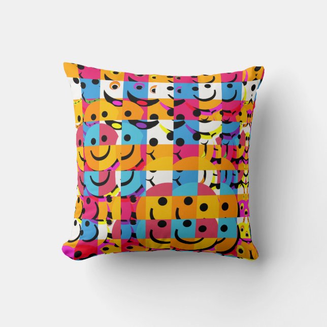 Faces Abstract Throw Pillow (Front)