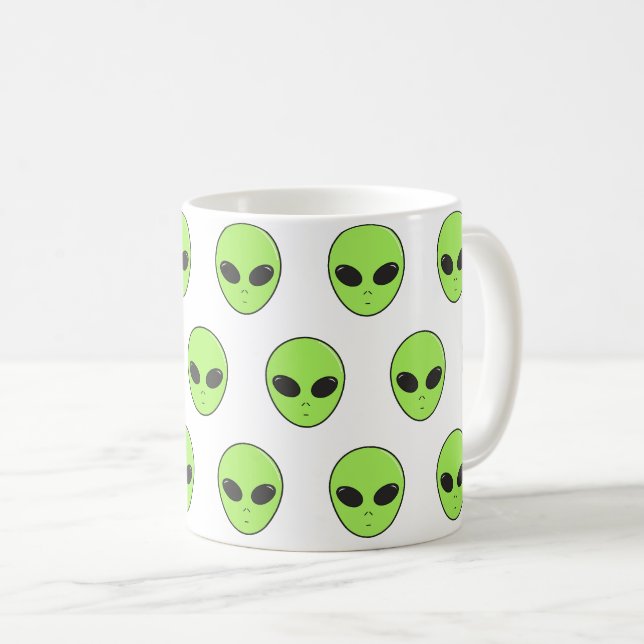 faces alien green coffee mug (Front Right)