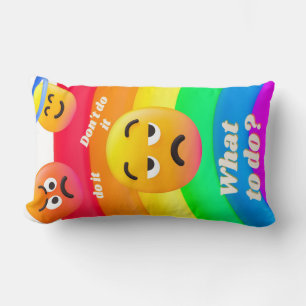 faces icons quotes lumbar cushion