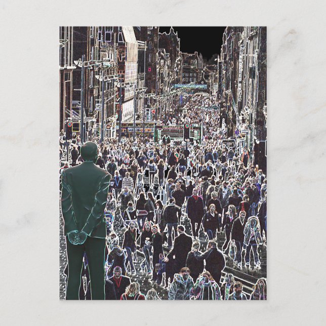 Faces in the Crowd Glasgow Scotland Postcard (Front)