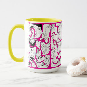 Faces Line Art PinKo Mug