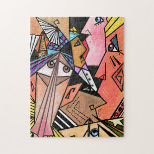 Faces Moods Puzzle Art Cubism Portrait Painting