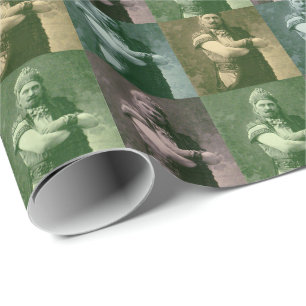 faces of 1909 crazy French opera guy Wrapping Paper