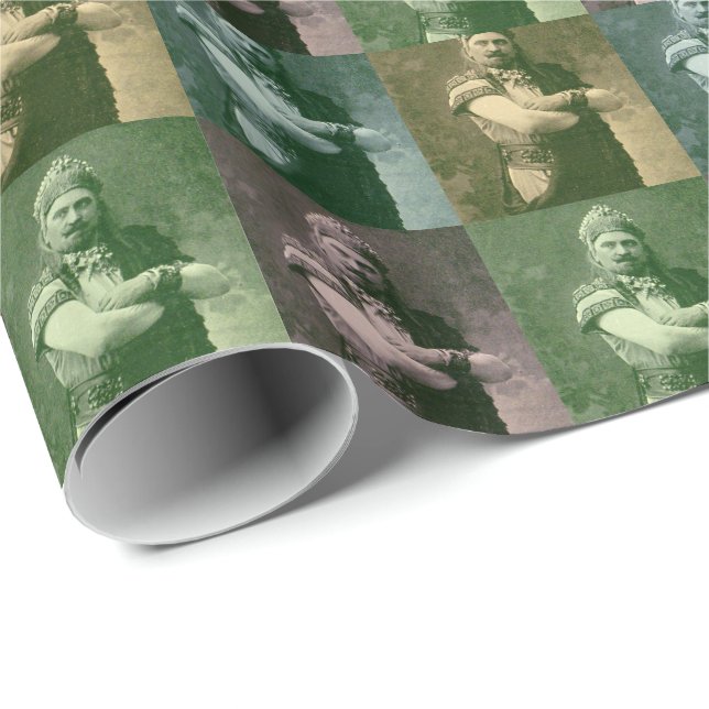 faces of 1909 crazy French opera guy Wrapping Paper (Roll Corner)