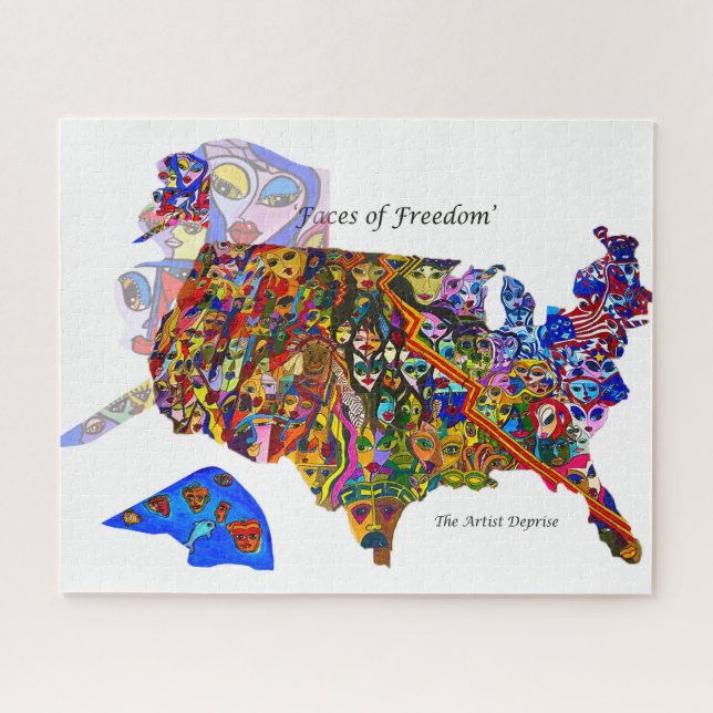 Faces of Freedom USA Map Jigsaw Puzzle (Horizontal)