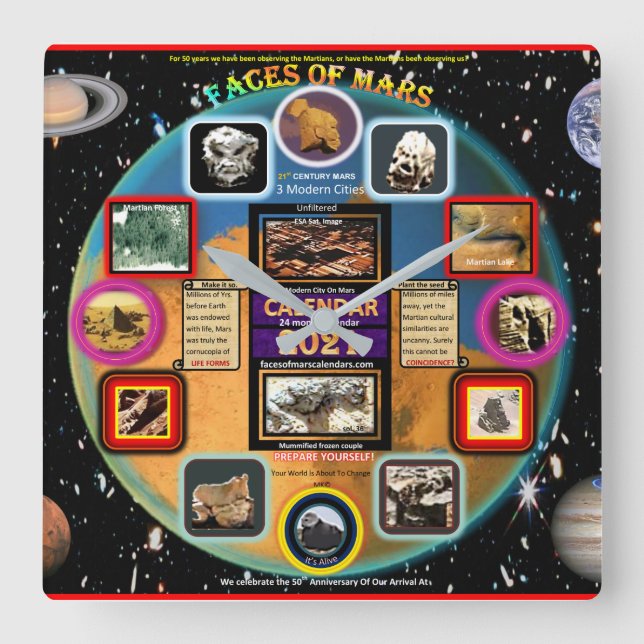 Faces of mars Acrylic Wall Clock (Front)