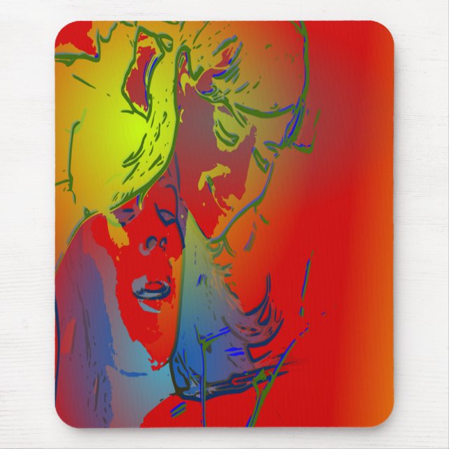 faces of people and animals cool abstract image mouse pad (Front)