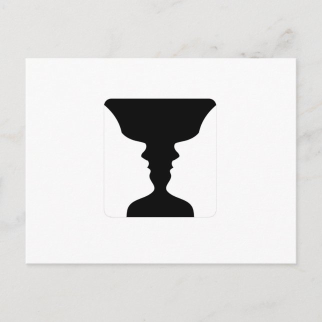 Faces or vase- illusion of two faces like a vase postcard (Front)