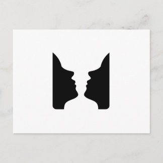 Faces or vase- illusion of two faces like a vase postcard