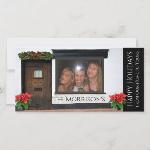 Faces Pressed Against Glass Christmas Holiday Card